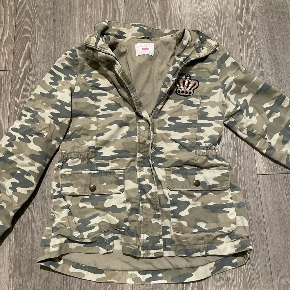 The Children's Place Camouflage Jacket with Crown Patch